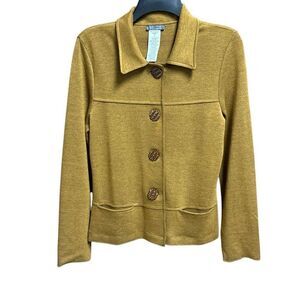 Dolcezza Womens Mustard Button Front Jacket Size Small NEW
